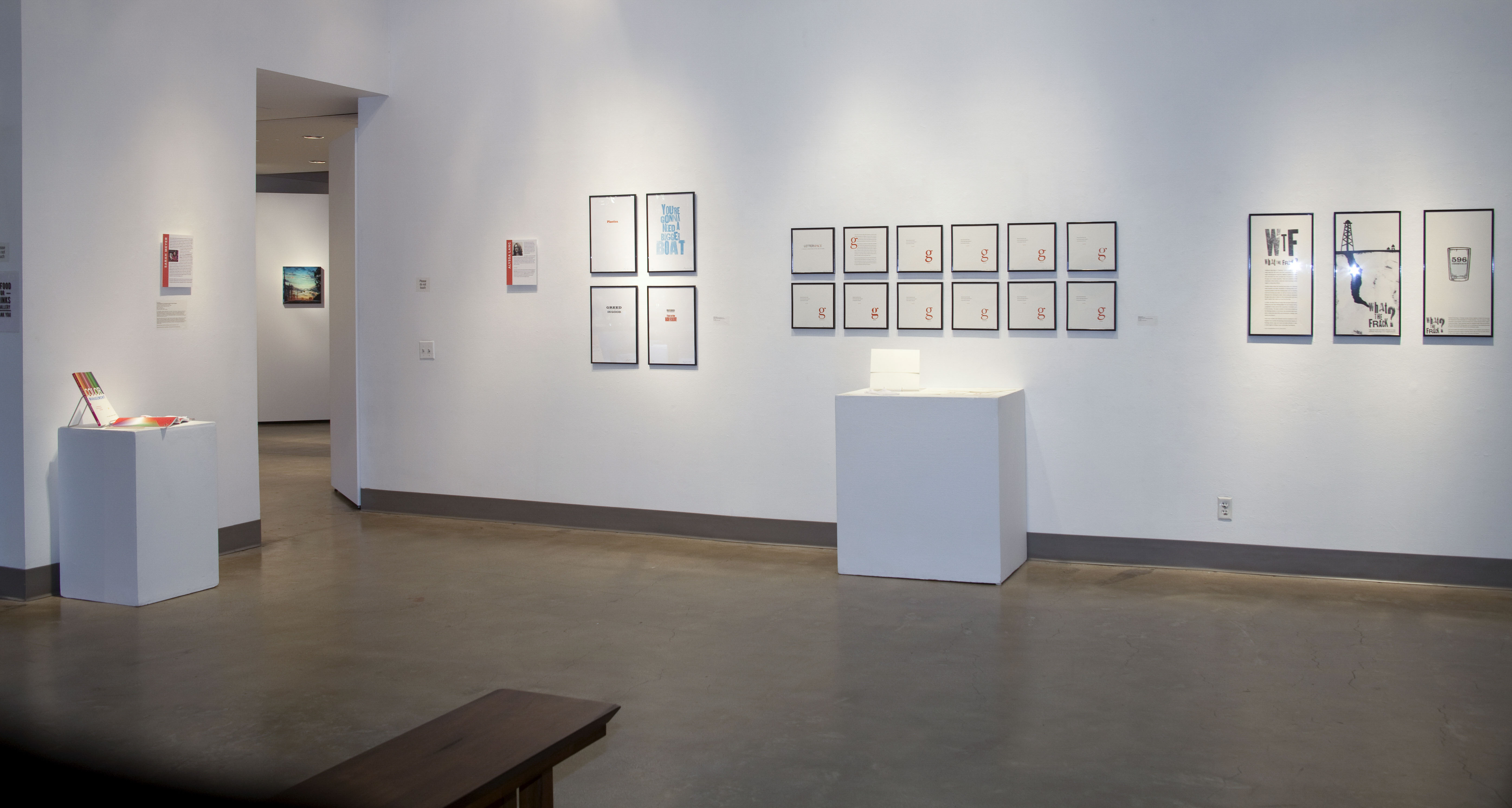 Installation View, Front West Gallery, Art Faculty Show 2014 Exhibition, Nov. 10, 2014 to Dec. 13, 2014.