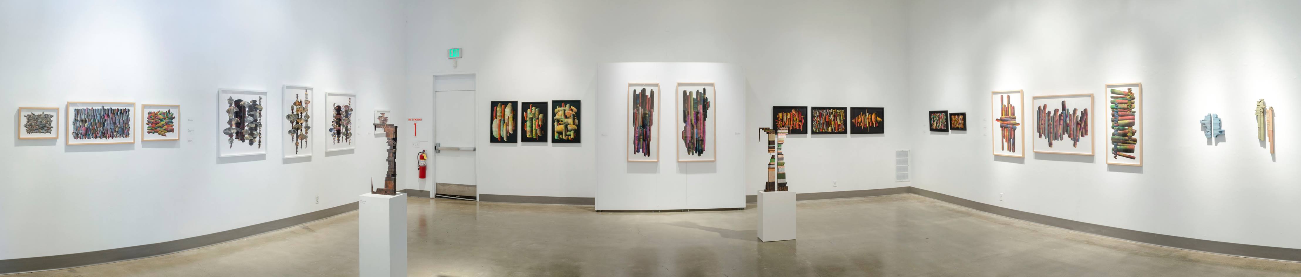 Installation View, Front East Wall, Francisco Alvarado, Patricia Liverman, Karin Skiba & Jim Zver Exhibition, July 7, 2014 to August 16, 2014