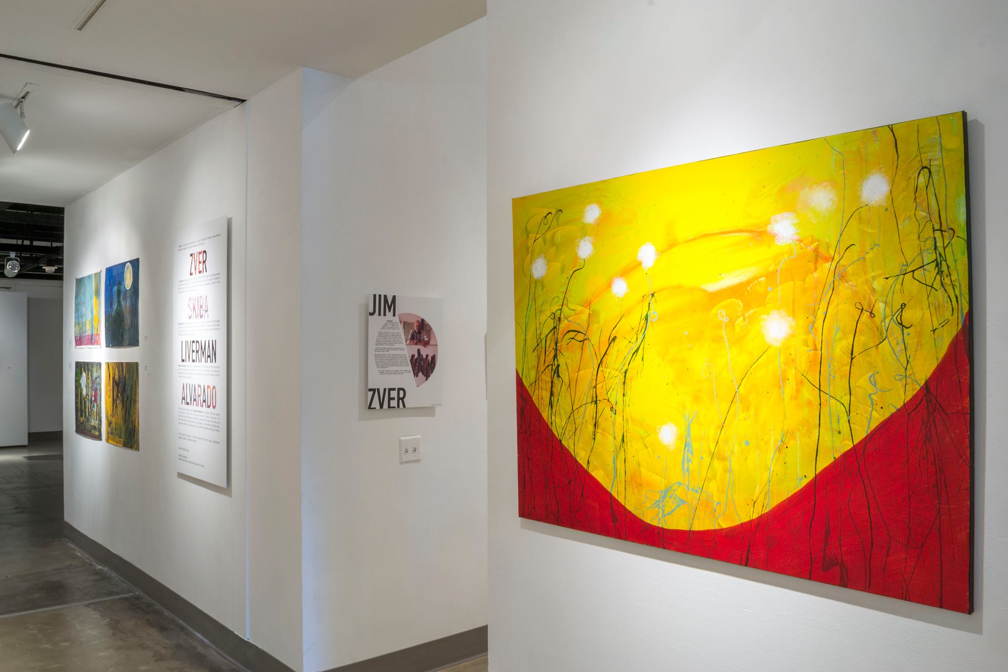 Installation View, Corridor of Gallery, Francisco Alvarado, Patricia Liverman, Karin Skiba & Jim Zver Exhibition, July 7, 2014 to August 16, 2014