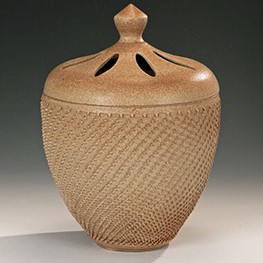 Strata Covered Jar-Desert by Lee Middleman