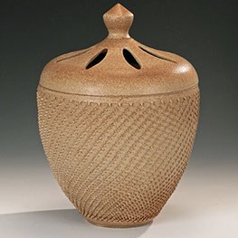 Strata Covered Jar-Desert by Lee Middleman
