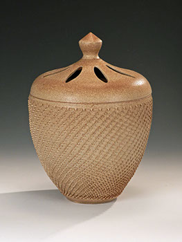Strata Covered Jar-Desert by Lee Middleman