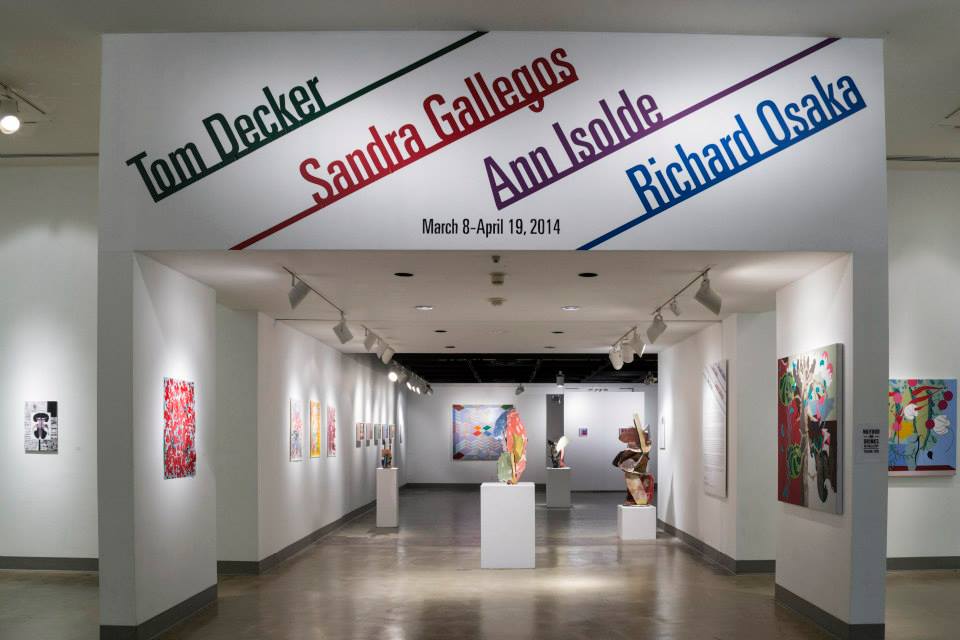 Installation View, Title Wall, Tom Decker, Sandra Gallegos, Ann Isolde & Richard OsakaExhibition, Mar.8, 2014 to Apr.19, 2014.