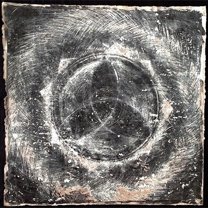 Black Magic ink, India Ink, gesso and bee’s wax on paper drawing of star in the dark sky