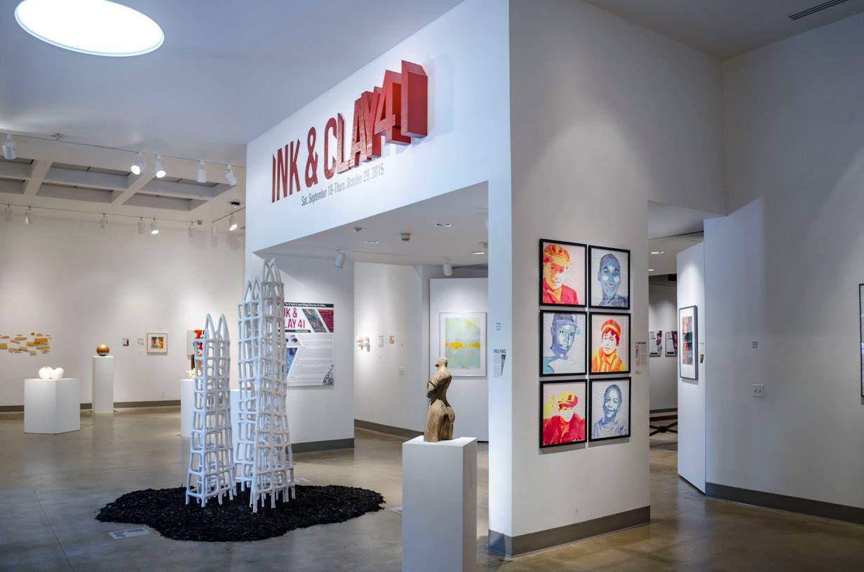 Installation View, Front of Gallery, Ink & Clay 41 Exhibition, Sept 19 - Oct 29, 2015.