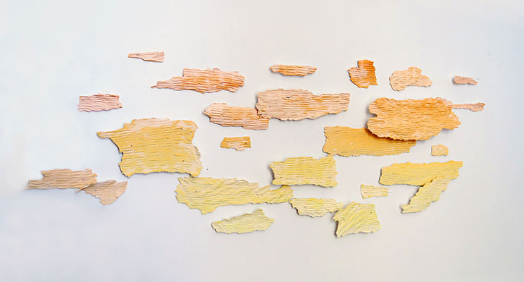 porcelain paper clay of orange flakes