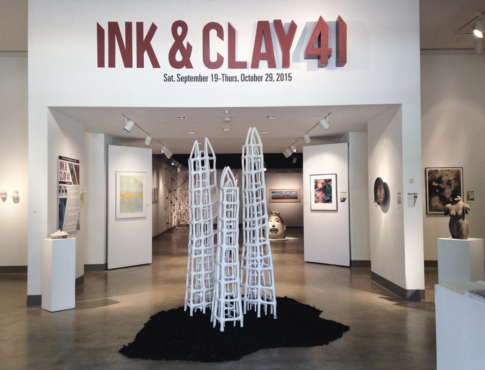 Installation View, Title Wall, Ink & Clay 41 Exhibition, Sept 19 - Oct 29, 2015