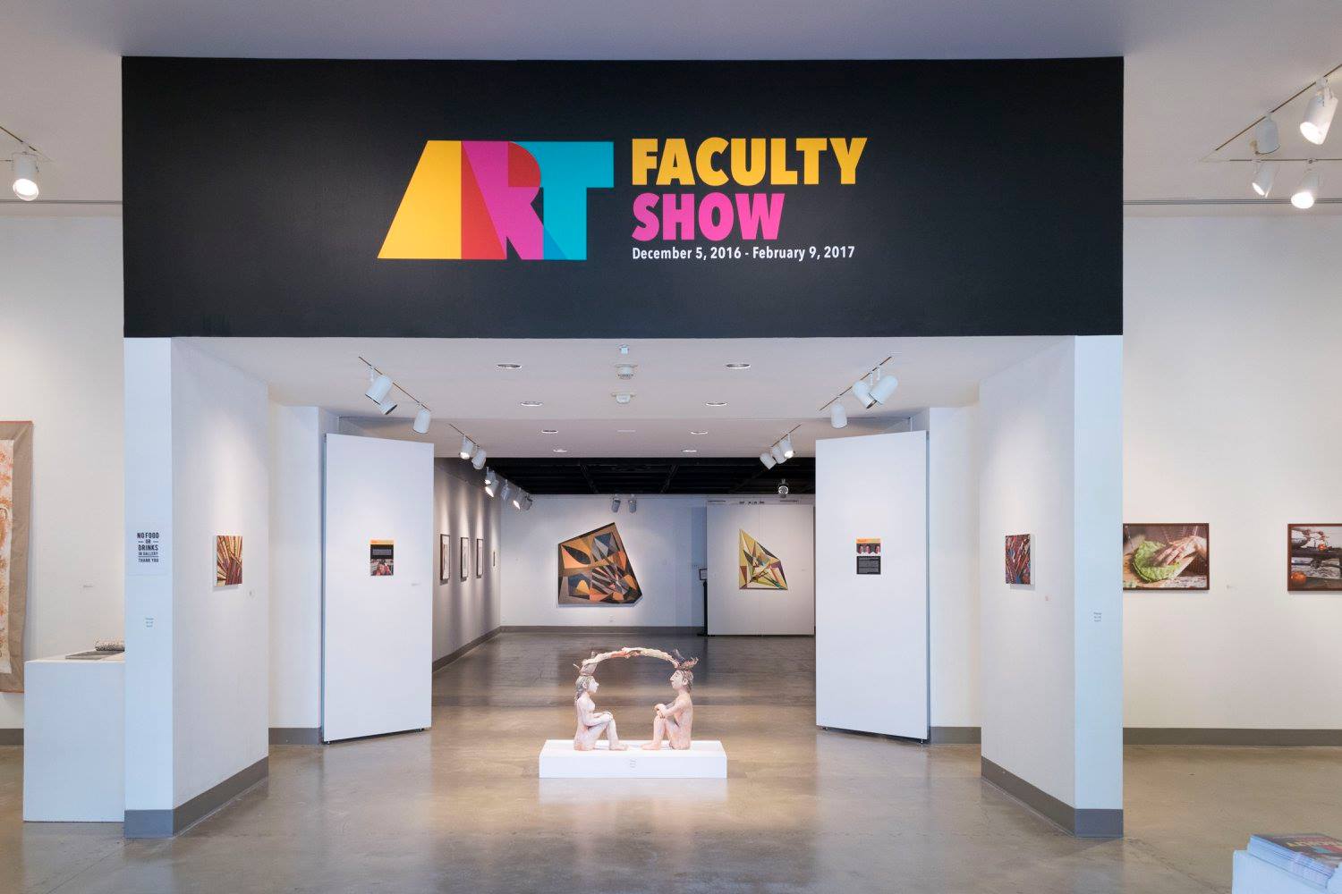 Installation View, Title Wall, Art Faculty Show 2016-2017, Dec. 5, 2016 to Feb. 2, 2017