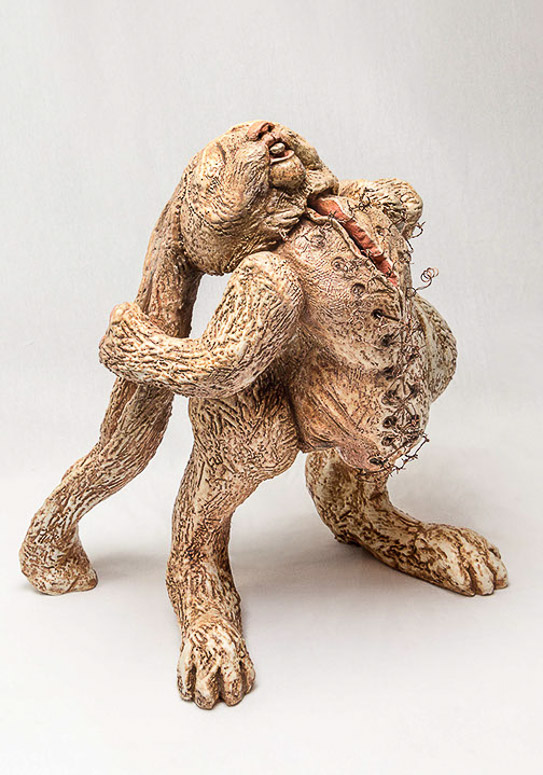 Reluctant Surrender, 2016 ceramic, oil glaze, wire 18 x 18 x 16” Courtesy of the artist