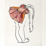Curtsy from the Naked Under Her Clothes Series, 2015 monoprint with chine collé 16 x 11” Courtesy of the artist