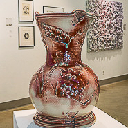 Grand Pre Escape, 2016 porcelain, Cu (red copper) glaze, cone 6, glazed and fired 17 x 11 x 11” Courtesy of the artist