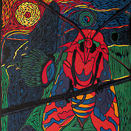 Nocturnal Encounter, 2017 woodcut reduction print 20 x 16” Courtesy of the artist