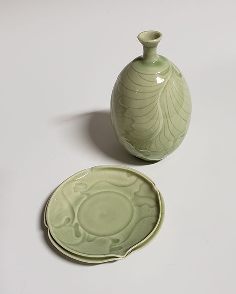 The Mystic Leaf Bottle and Saucer by Nora Chen