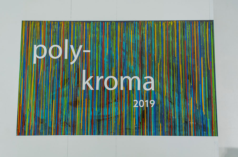 lnstallation View, Title Wall, Exhibition: "PolyKroma 2019", Apr. 27, 2019 to May 19, 2019, Co-curated by Michele Cairella Fillmore & Sooyun Im, W. Keith & Janet Kellogg Art Gallery, Cal Poly Pomona. 