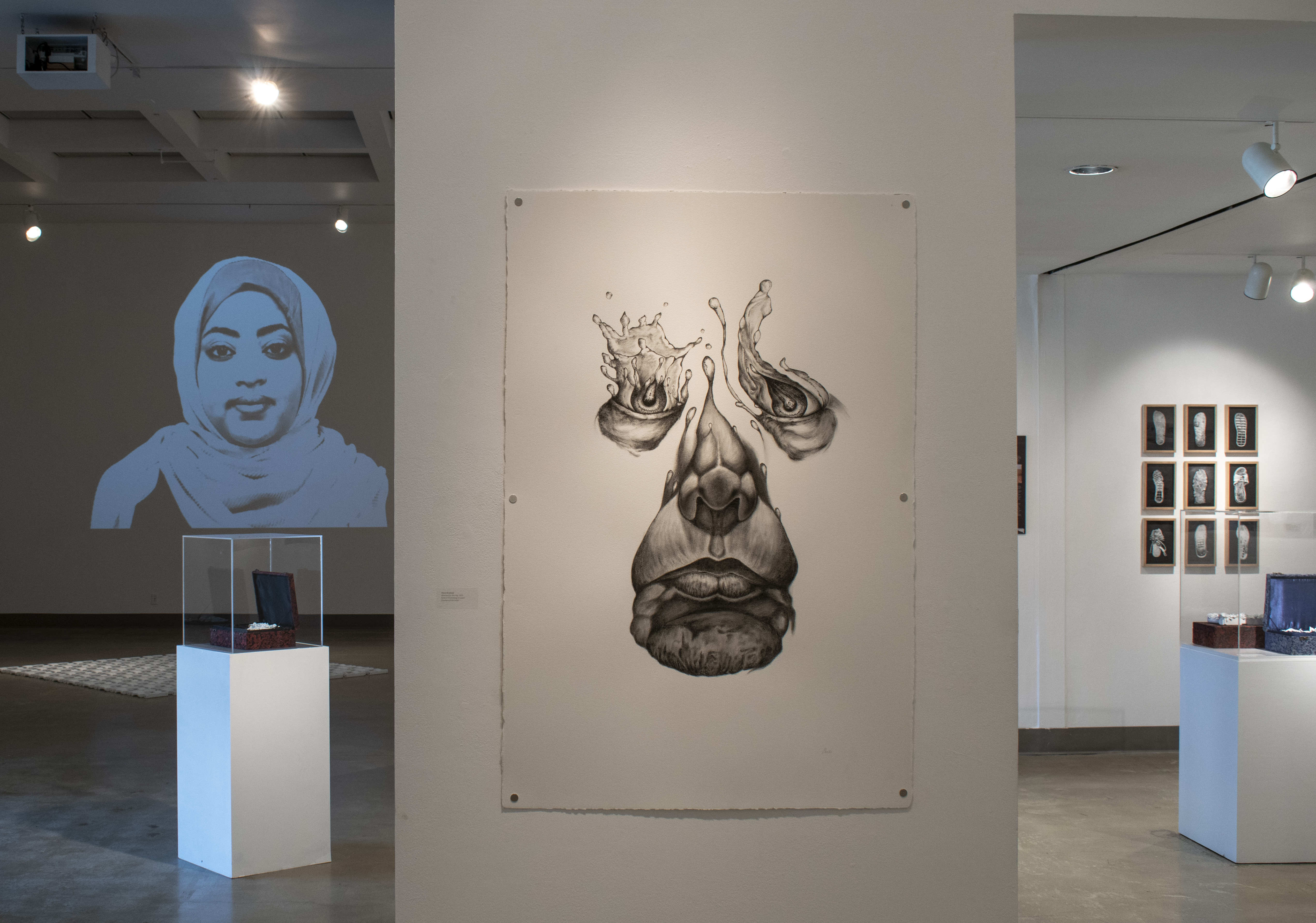 Installation View, Front West Gallery, Black, White & Shades of Grey Exhibition, Jan. 18, 2022 to Mar. 27, 2022.