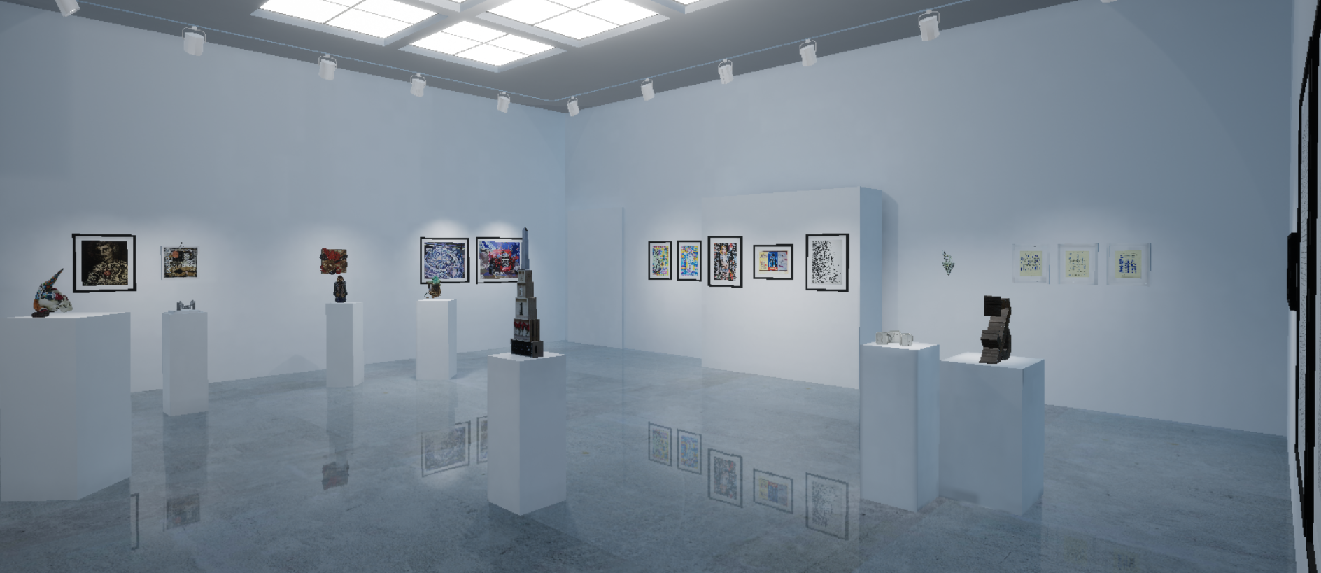 Installation View, Front West Gallery, "Ink & Clay 45" Virtual Exhibition