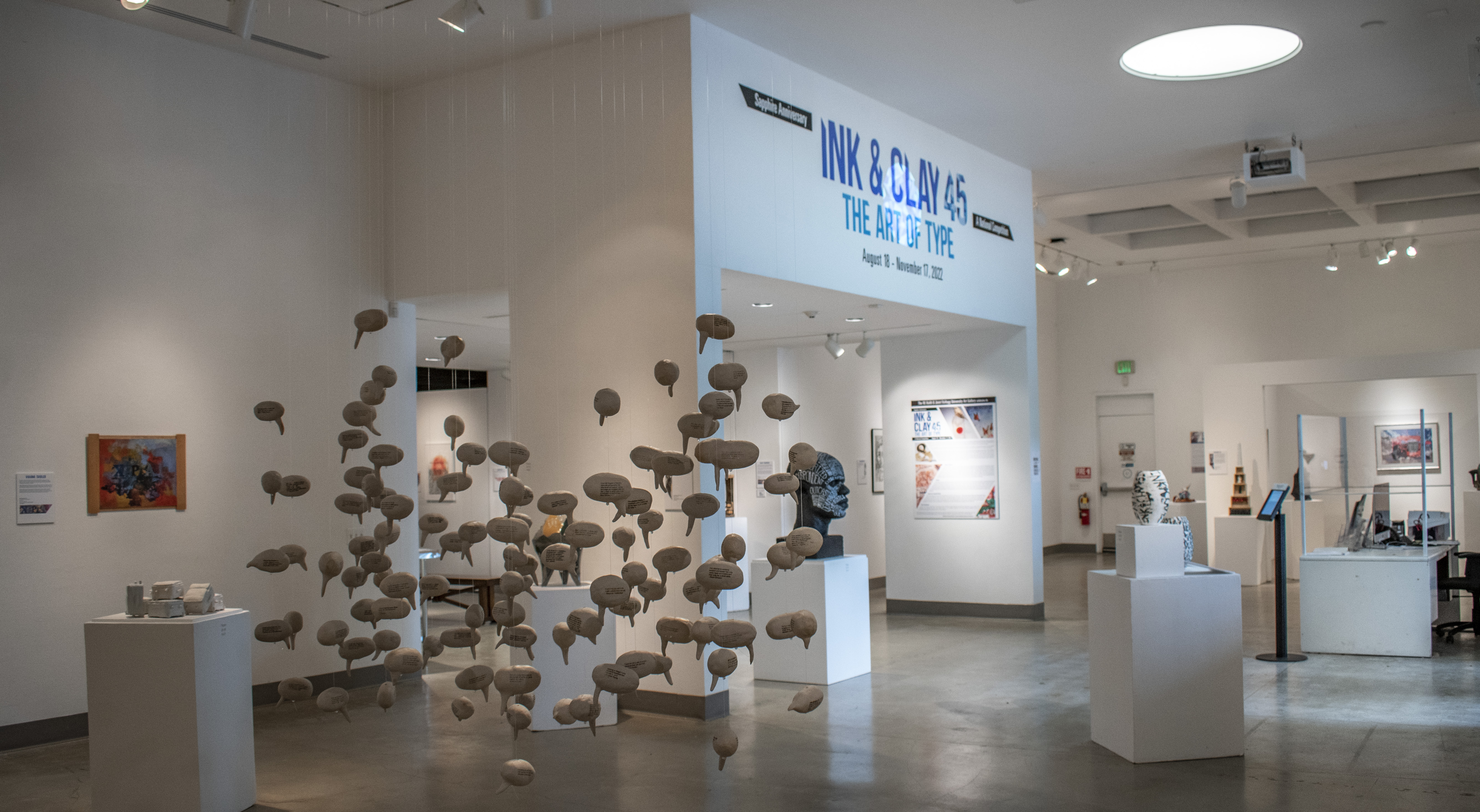 Installation View, East Gallery, Ink & Clay 45 Exhibition, August 18, 2022 to November 17, 2022