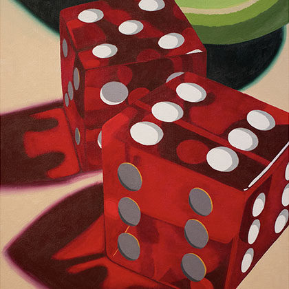 acrylic painting of jello red dices