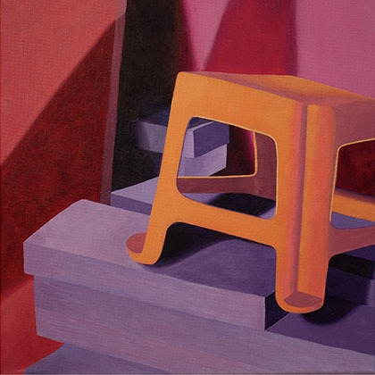 acrylic painting of an orange stool