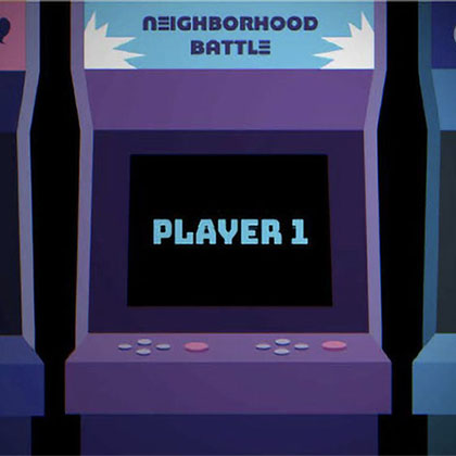 Motion graphic video of an arcade