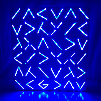 sculpture made out of LED lights
