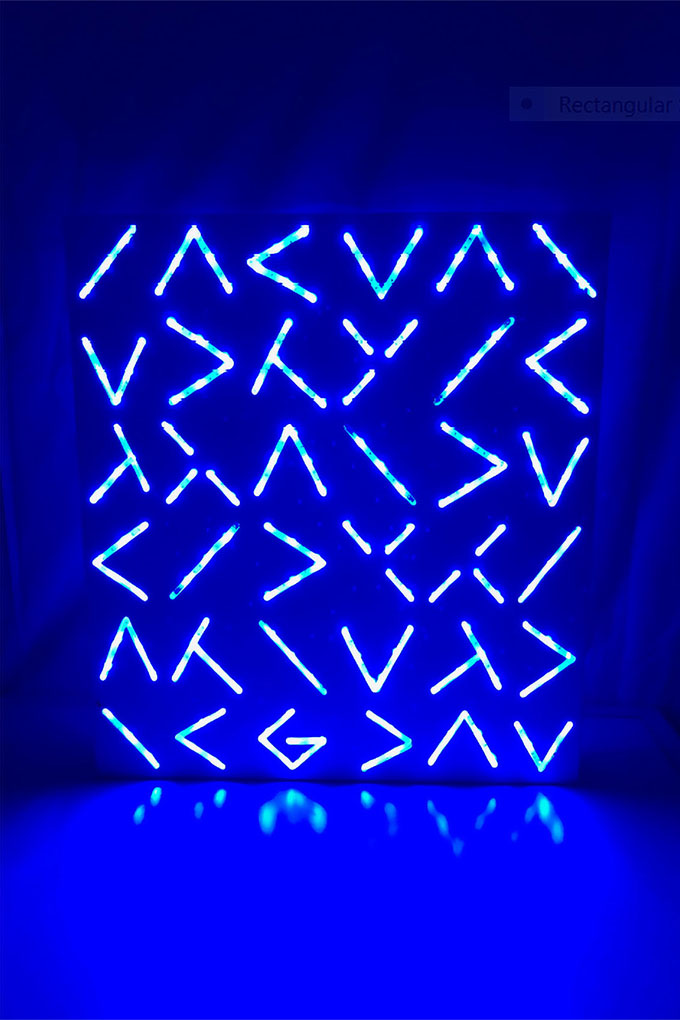 sculpture made out of LED lights