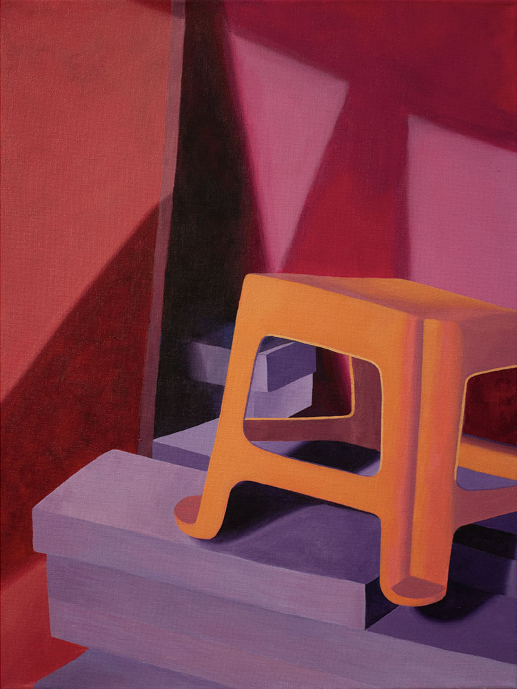 acrylic painting of an orange stool