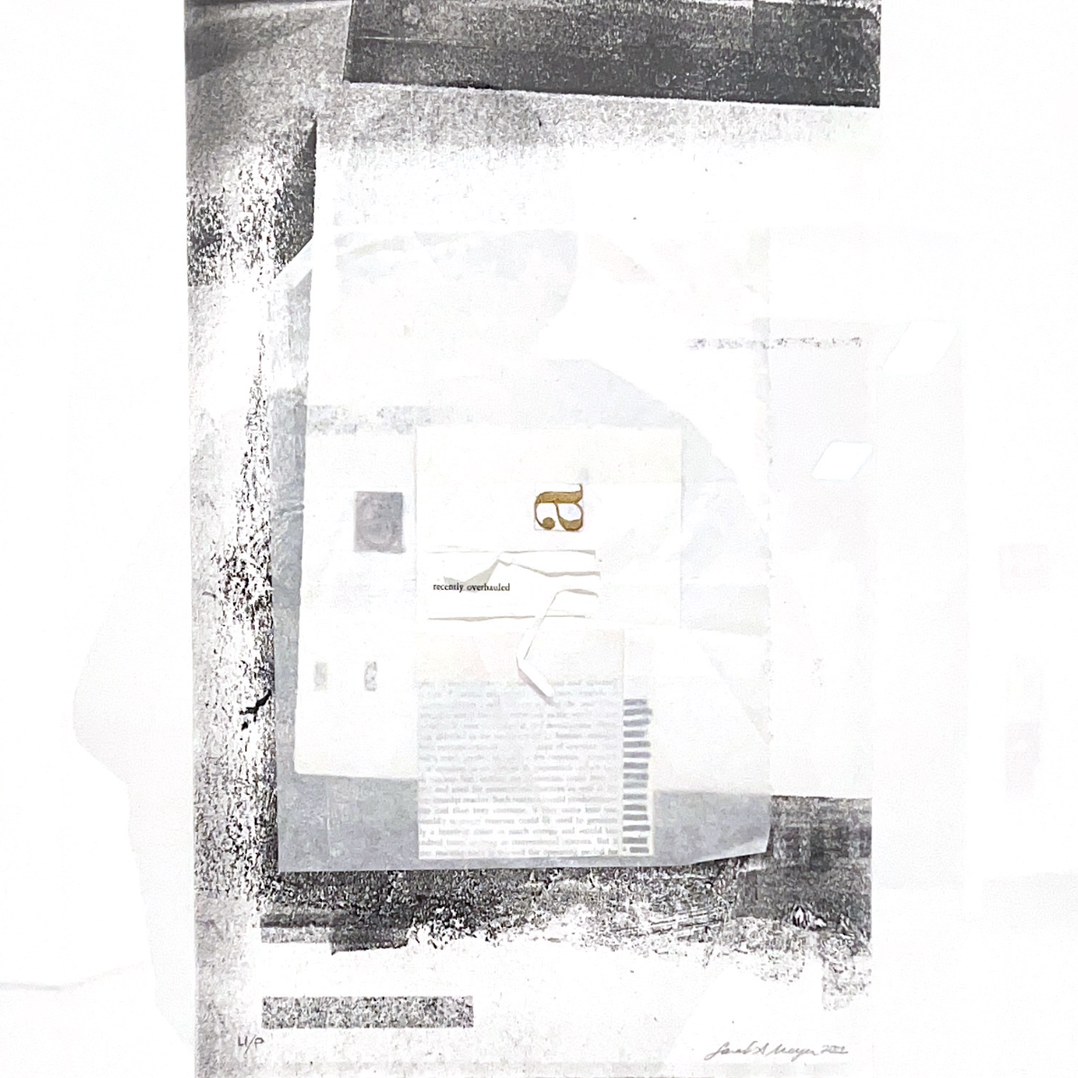 Textus Righted (no. 36) image description: Black and white collage of papers and text