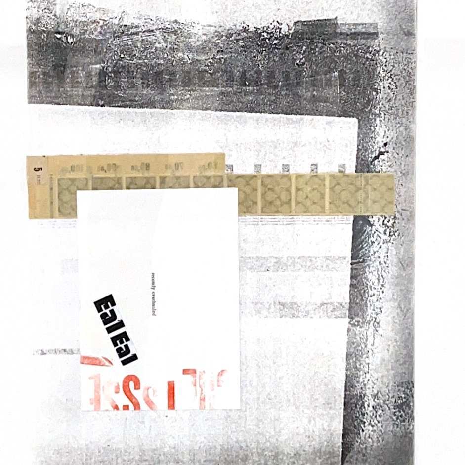 Textus Righted (no. 37): Image description: Black, white, and red collage with text