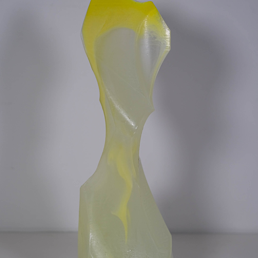 Zeta Function: Yellow and clear geometric statue