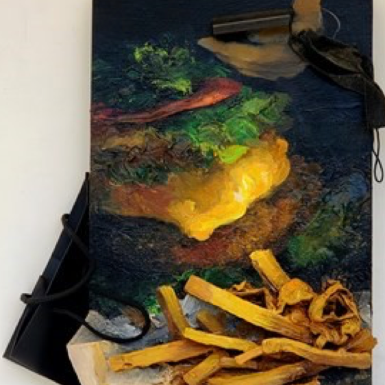 Your Food Order Is Delivered: Image description: painting of fast food surrounded by trash.