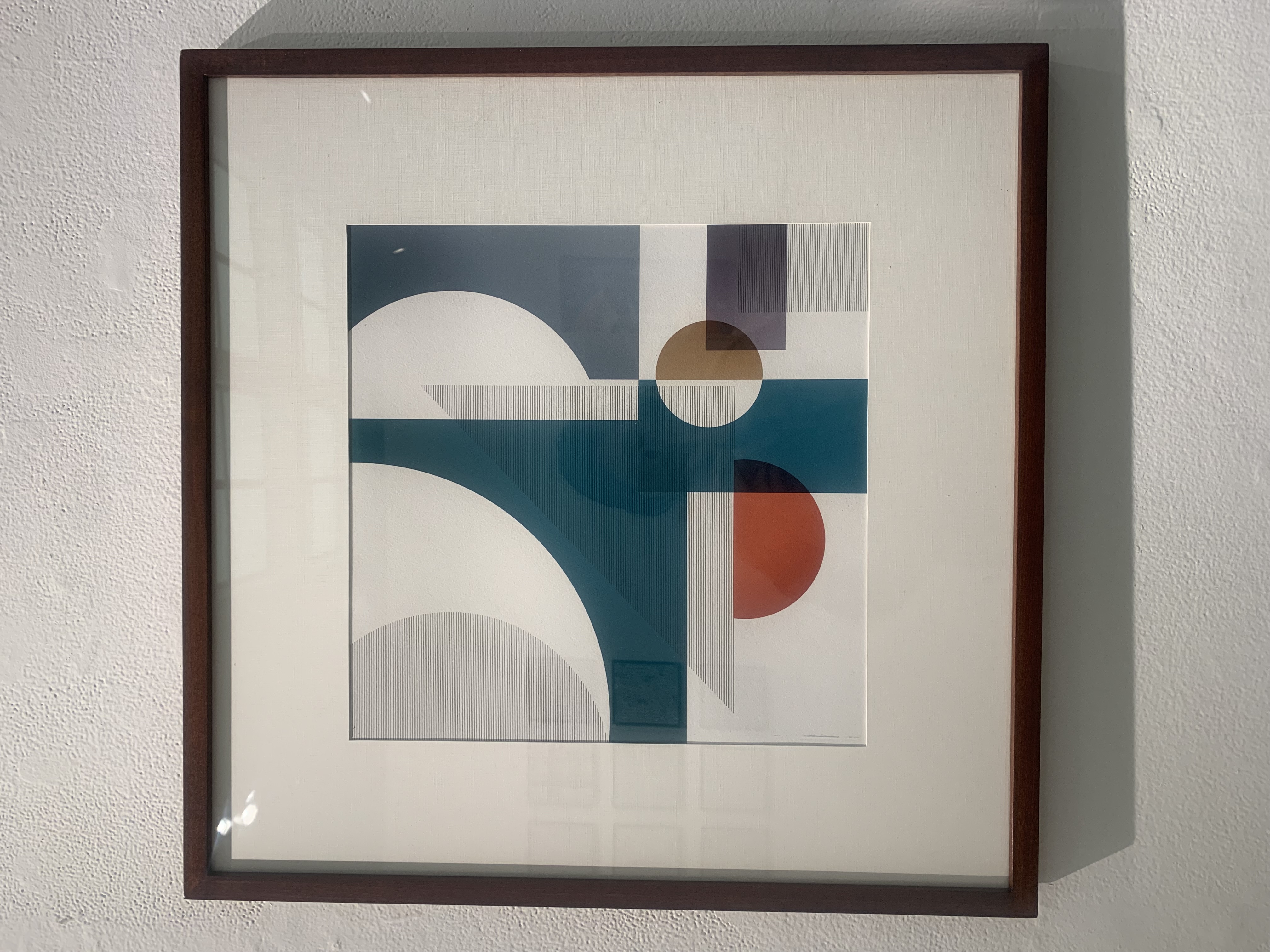 Point, Line, and Plane # 11, image description: blue, gray, and white geometric artwork