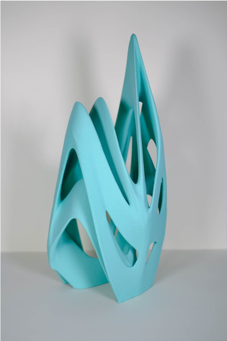 Vinculum: Image description: blue 3d printed geometric statue