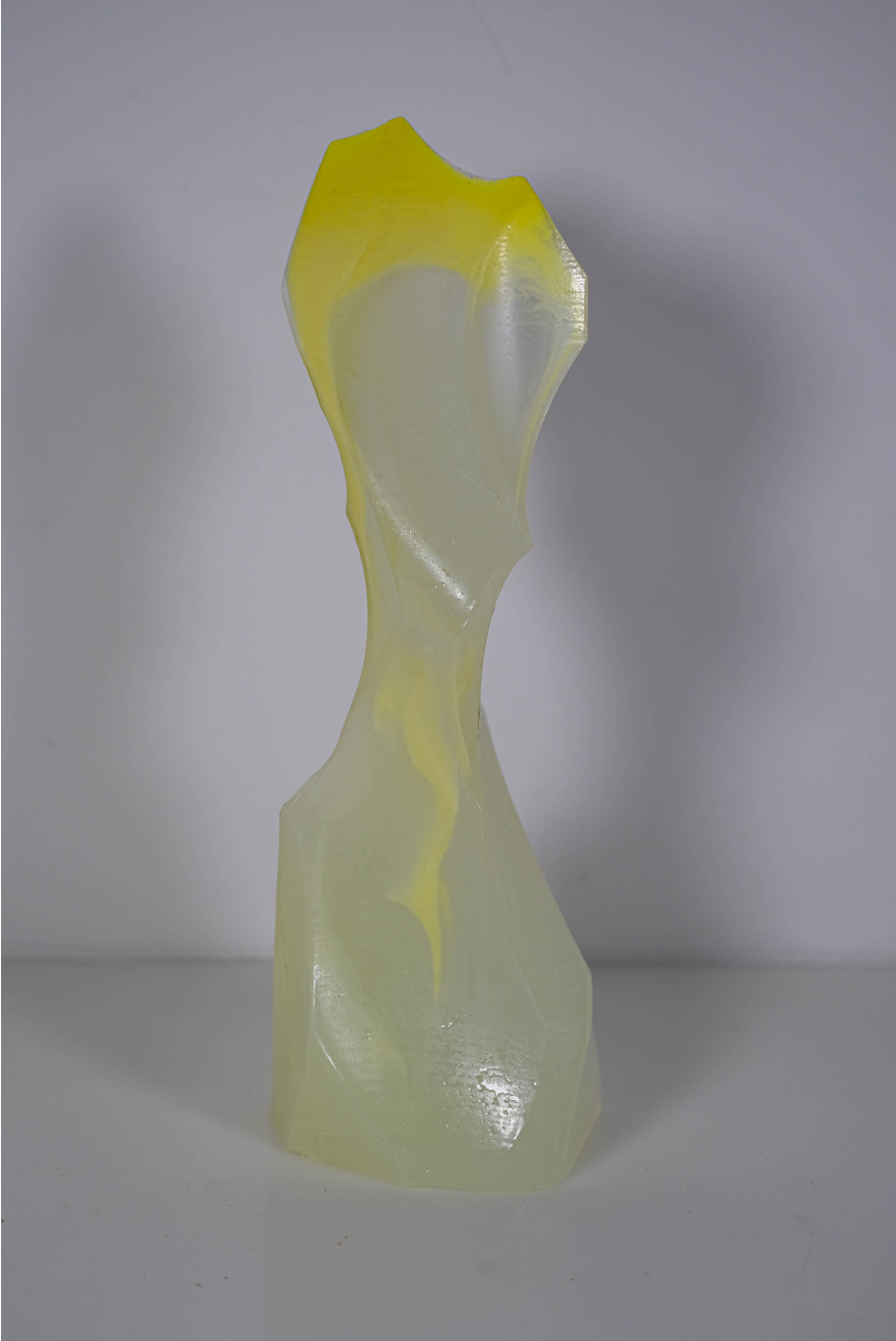 Zeta Function: Yellow and clear geometric statue