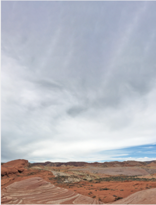 VF3698: Image description: Photograph of cloudy sky and brown ground