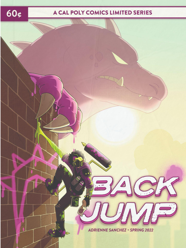 An illustration of a comic book cover exhibiting a dinosaur