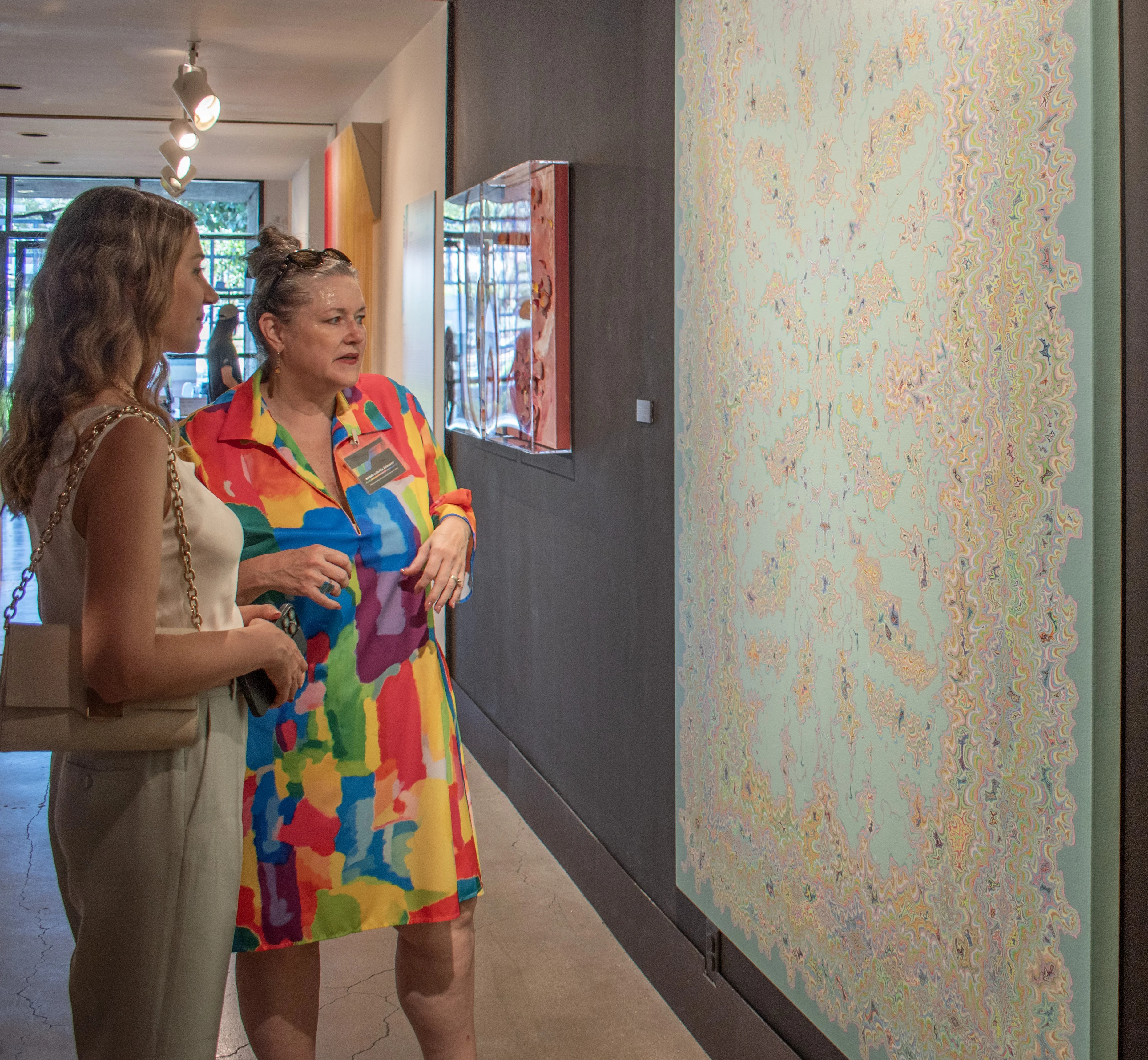 Gallery curator Michele Cairella Fillmore with Larisa Safaryan.