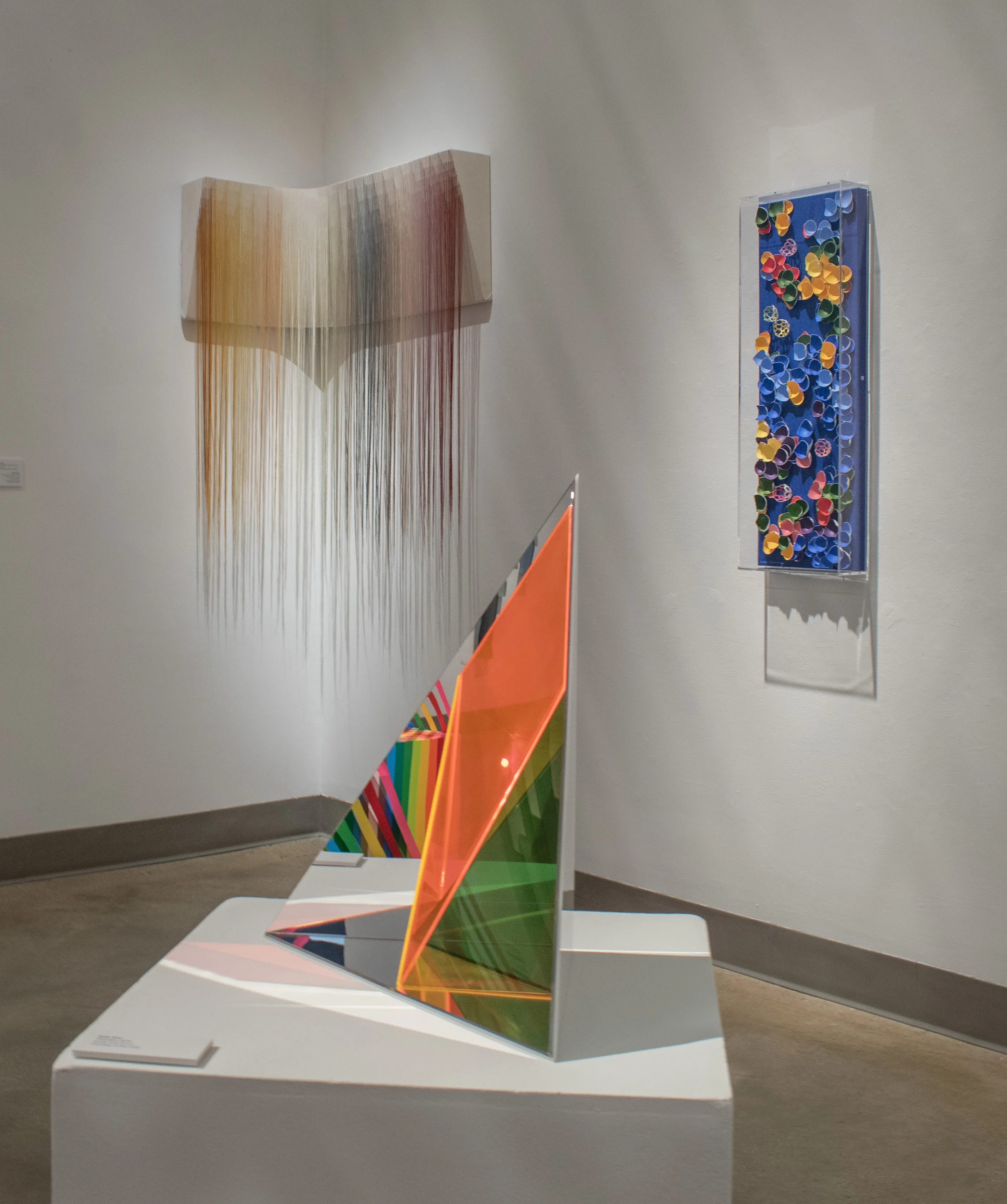 Installation view of the East Gallery featuring artwork from Seda Saar, Larisa Safaryan and Nike Schroeder.