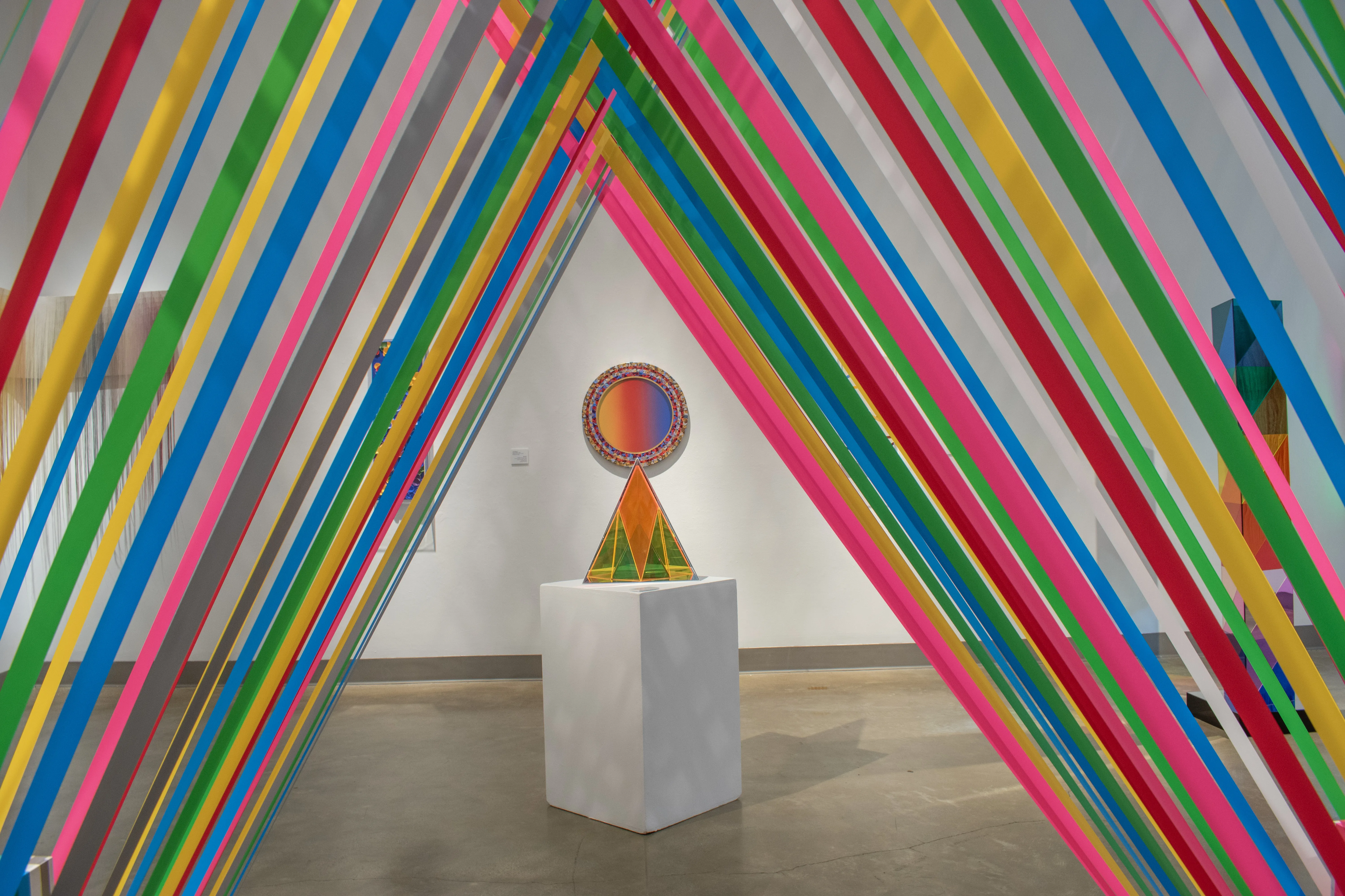 Detail shot of the West Gallery featuring artwork by Seda Saar, Megan Geckler and Jack Reilly.