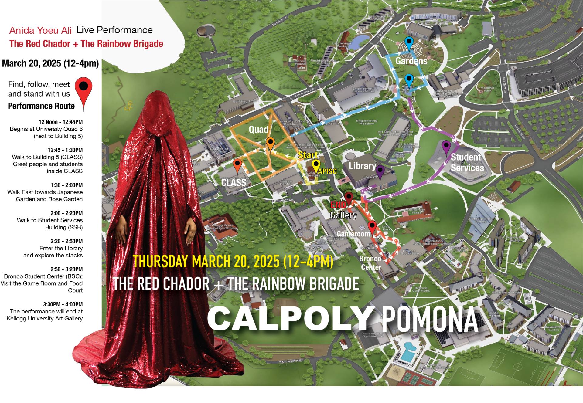 Informational image that shows the performance route on campus map.