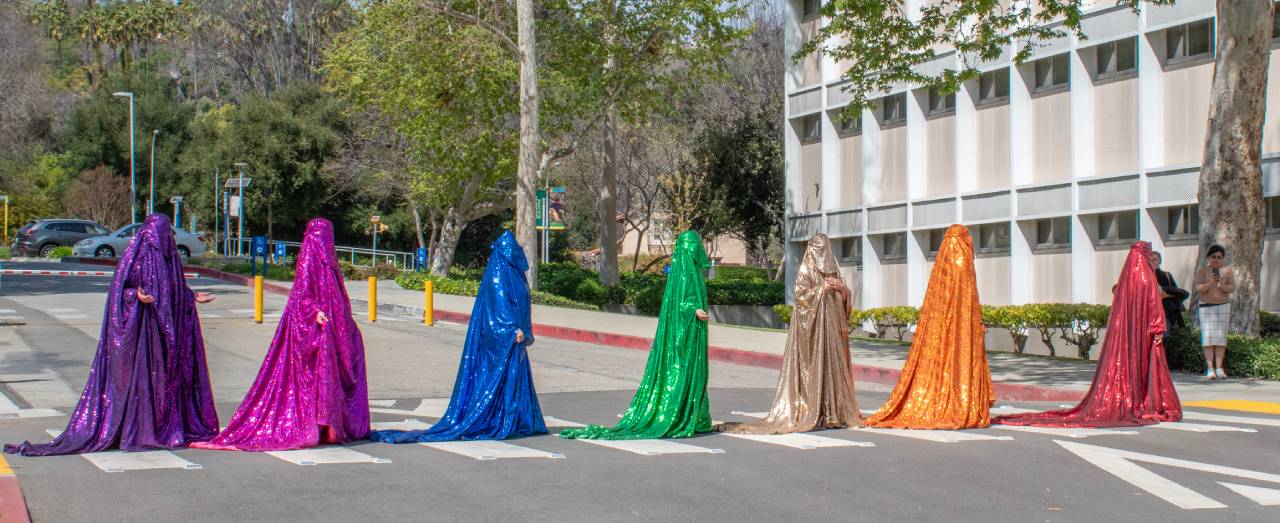 Rainbow Brigade crossing the street.