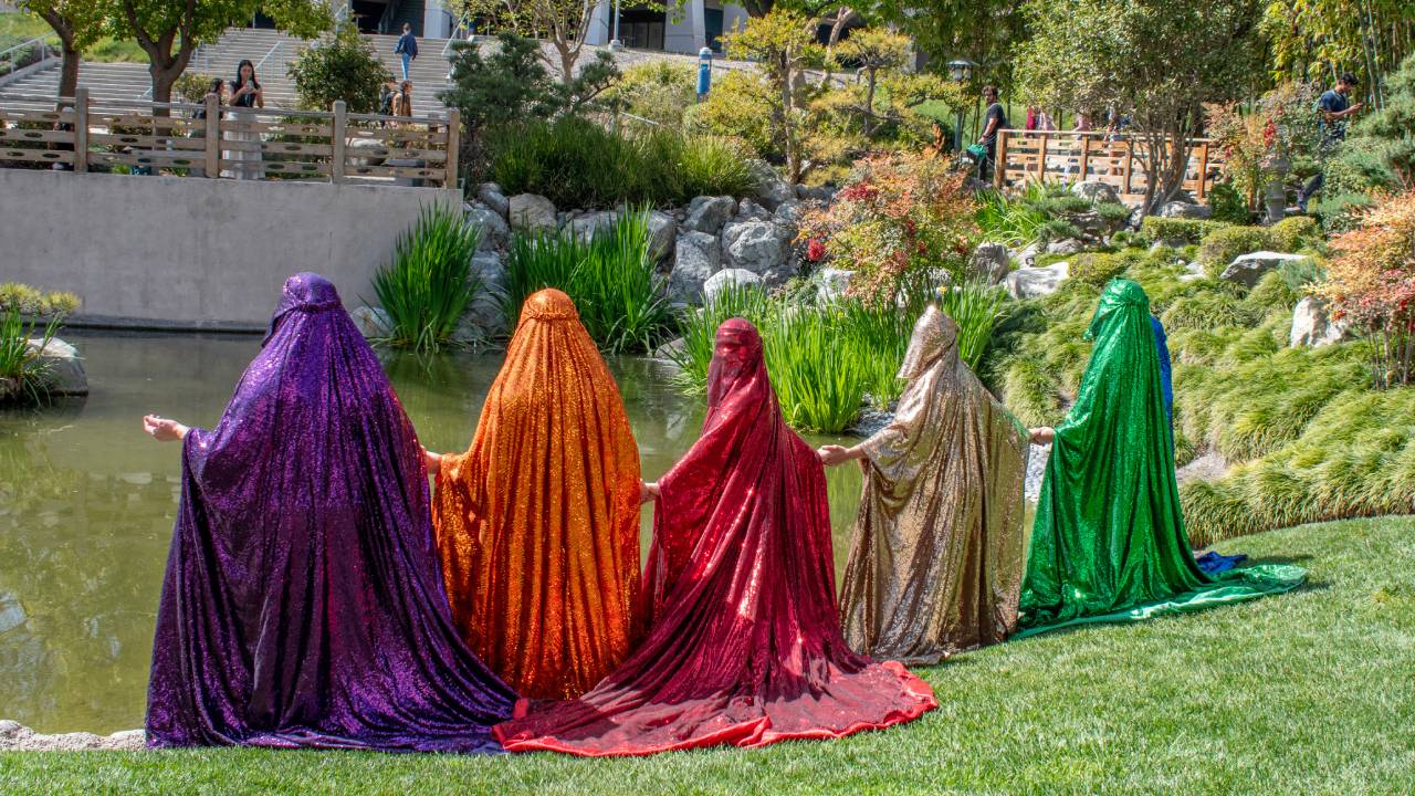 Rainbow Brigade posing by the pond.