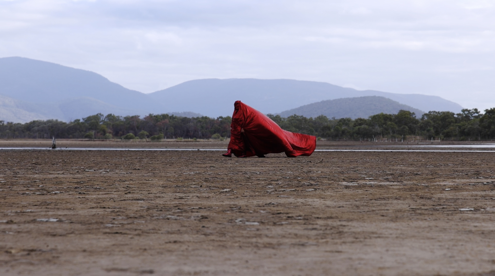 Video still from the video "The Red Chador: Stranded"