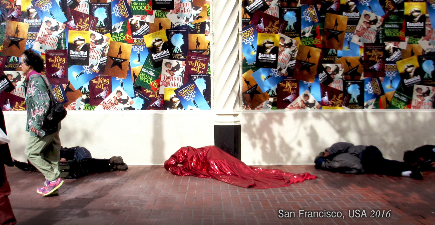Still image from "The Red Chador: Global Agitator"