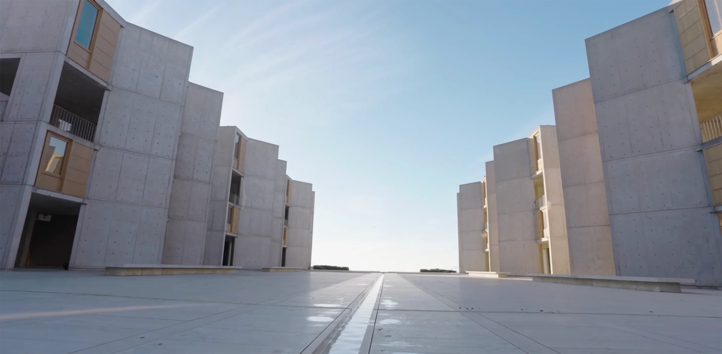 Screenshot of the documentary video, ""Salk Institute- Memories of Architecture and Sounds. The installation." By Jeff Ray