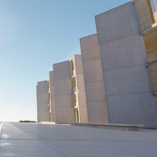 Detailed still of "Salk Institute- Memories of Architecture and Sounds. The installation."
