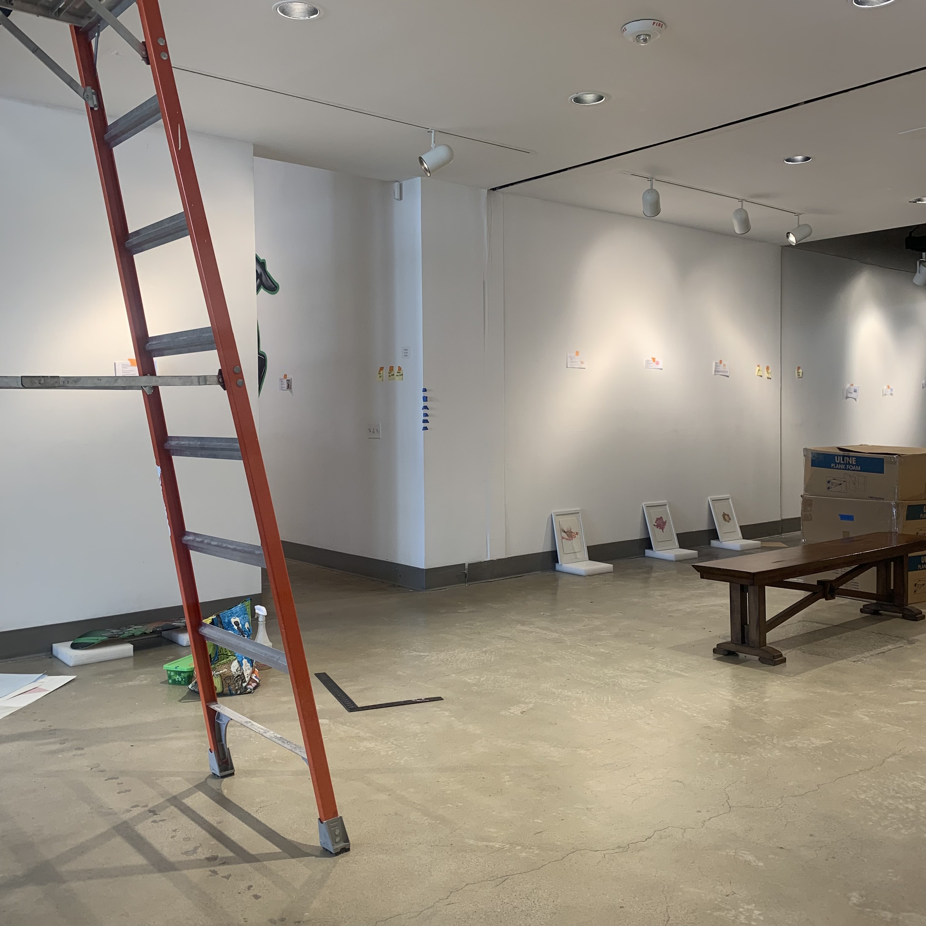 Image of Kellogg art gallery preparing for faculty show