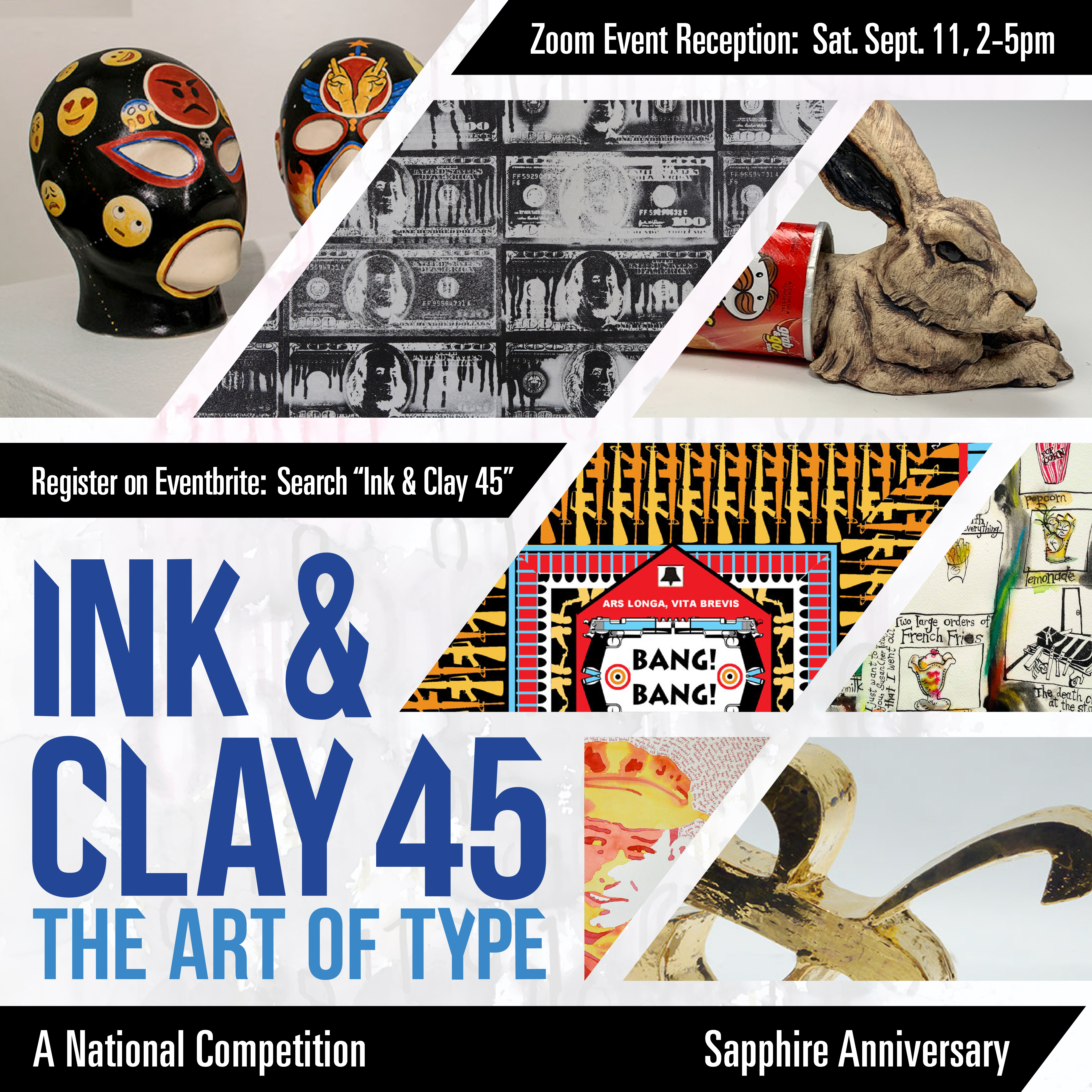 Ink & Clay 45 Virtual Exhibition zoom talk and tour September 11, 2 - 5 pm