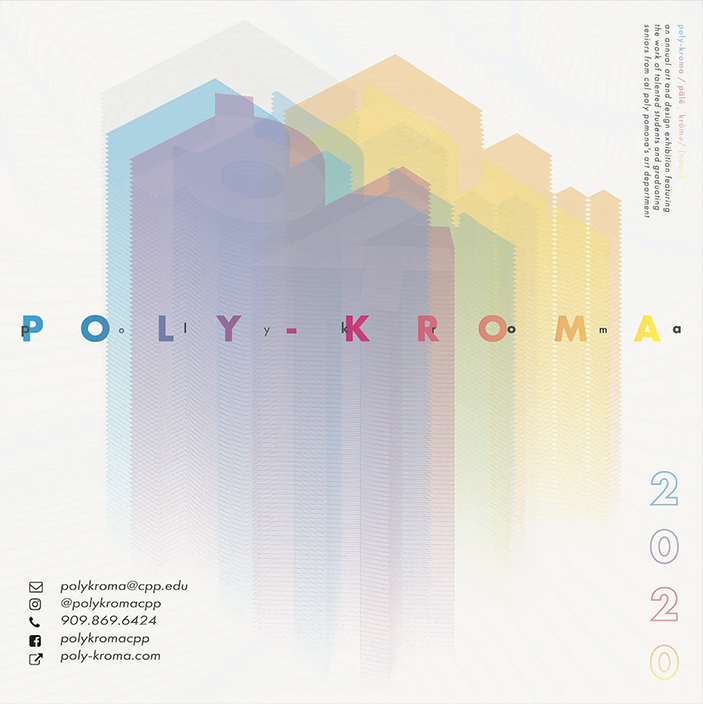 PolyKroma 2020 graphic with multicolored background and gradient multicolor letters