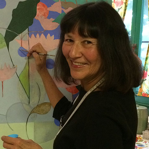 portrait of Sandra Gallegos painting